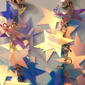 Iridescent star sequin earrings
